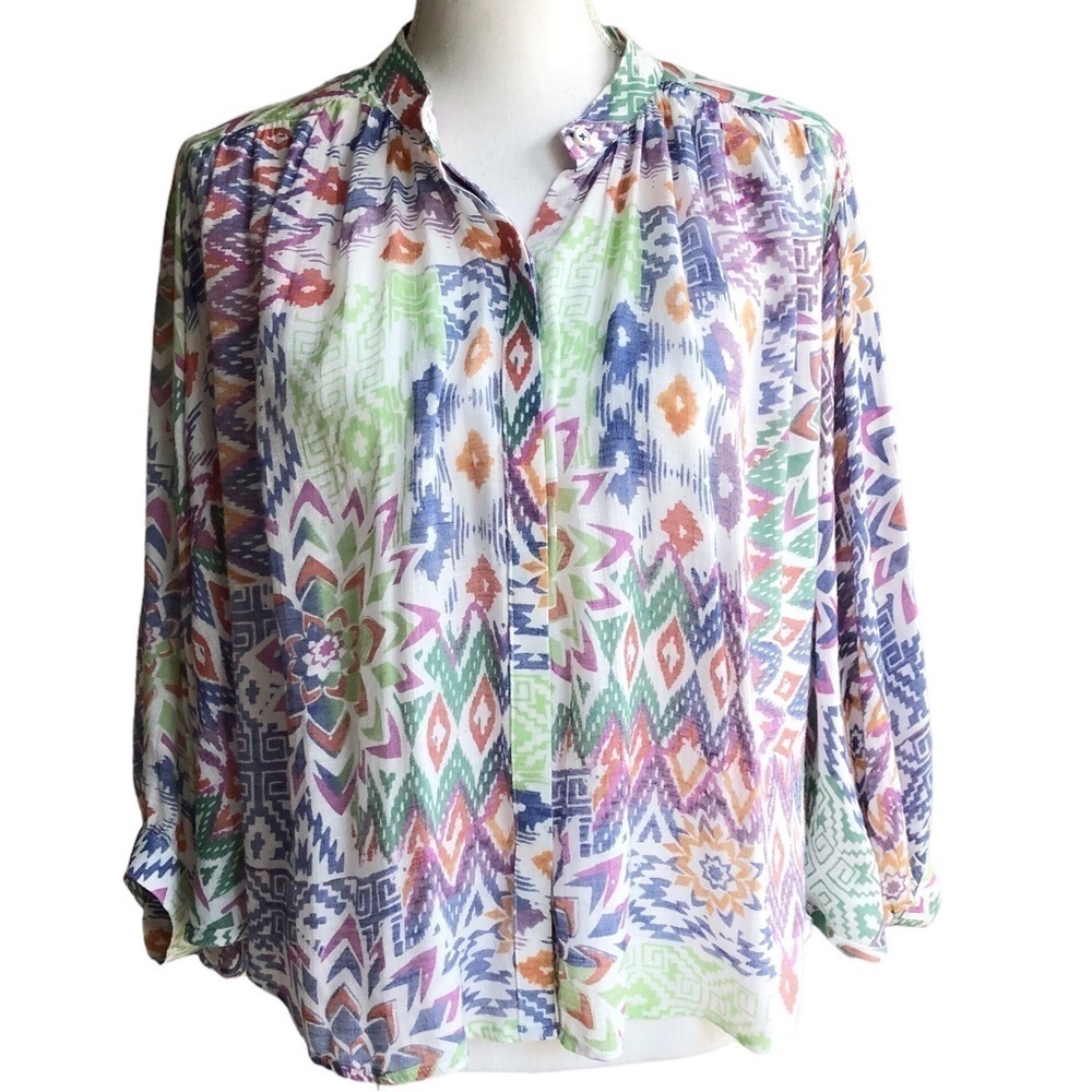 Maeve Anthropologie Blouse Flowy Boho Print Oversized Size Small
